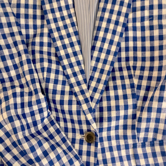 J Crew Campbell Gingham Linen Blazer - Picture 6 of 7